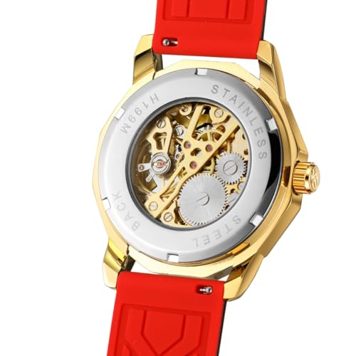 FORSINING Silicone Automatic Mechanical Skeleton Silicon Band Men's Analog, Multicolour, Red Watch - Fsg8284 - Image 5