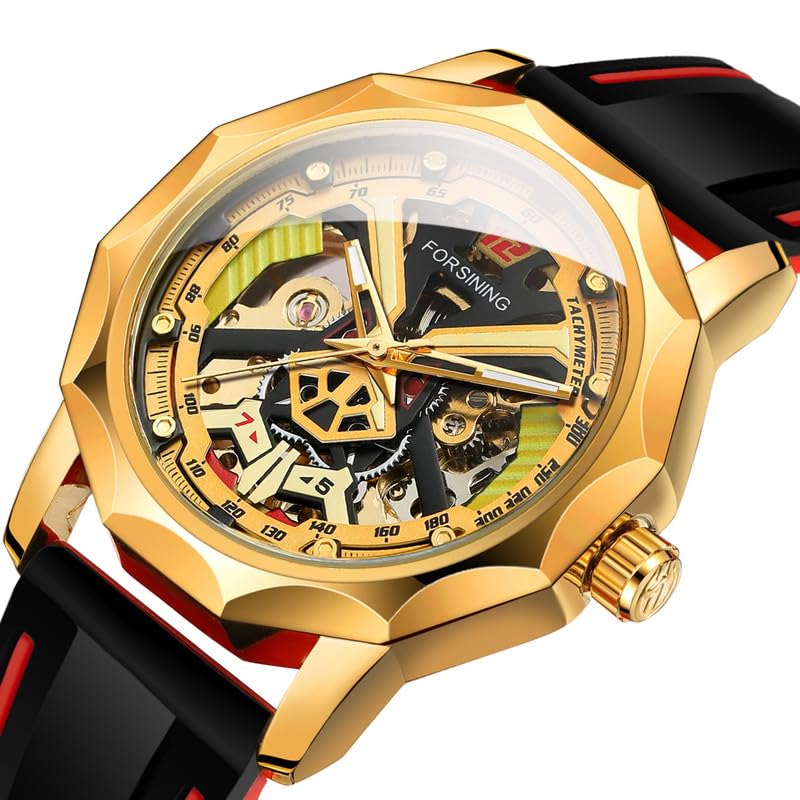 FORSINING Silicone Automatic Mechanical Skeleton Silicon Band Men's Analog, Multicolour, Red Watch - Fsg8284 - Image 2