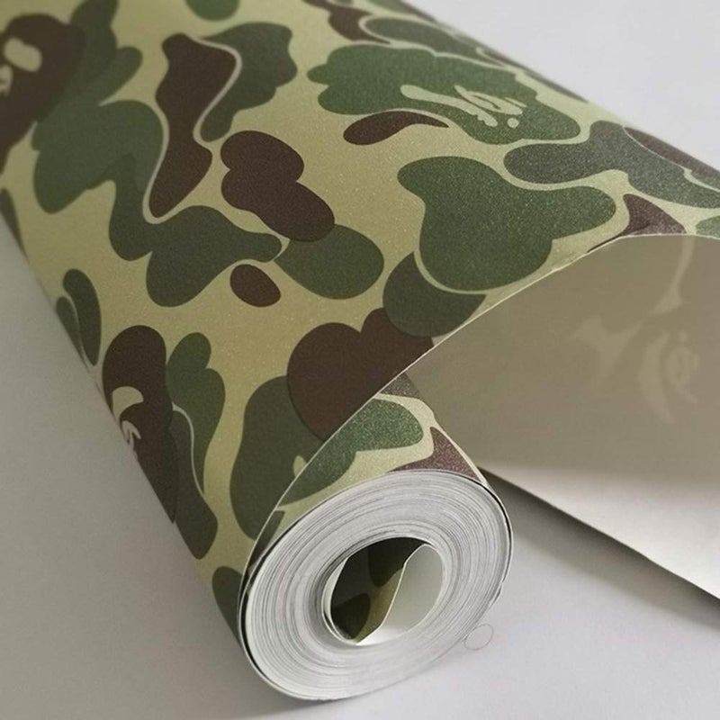 TAOGIFT ورق جدران ذاتي اللصق من تاوجيفت 17.7x117 بوصة بتصميم تمويه أخضر للأثاث والخزائن والرفوف والديكورات القابلة للإزالة - Image 1
