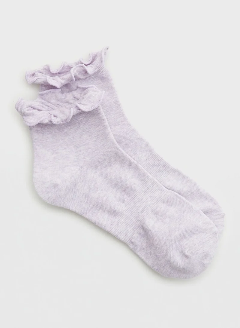 Aerie Ruffle Ribbed Crew Socks