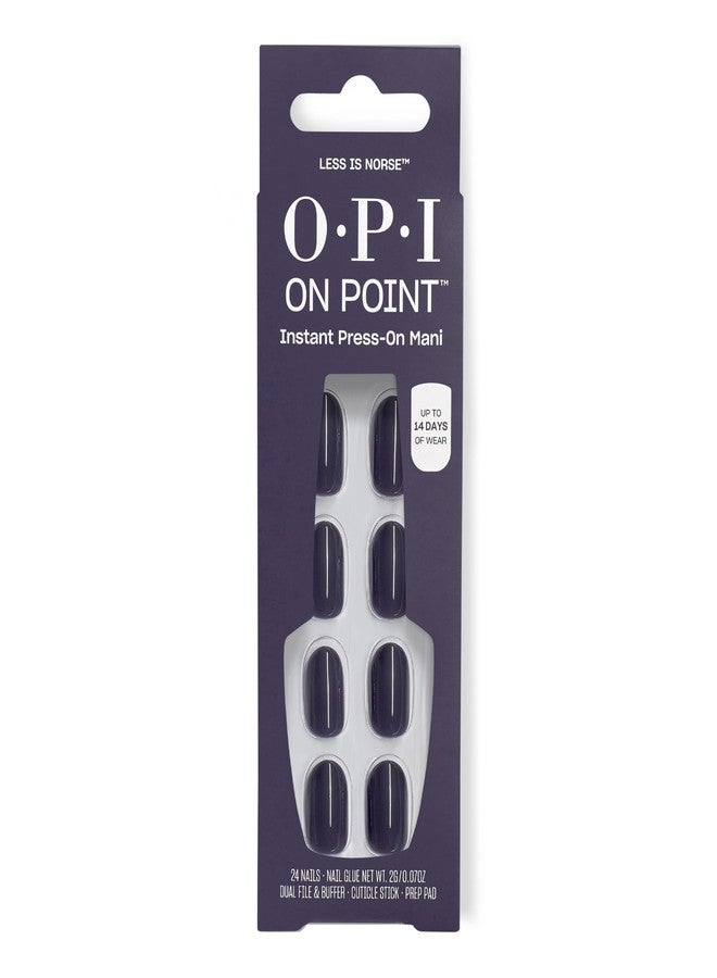 OPI On Point Less is Norse | Short Round Dark Deep Blue Press On Nails | 24 Count with Nail Glue | Long Lasting, Reusable, Non-damaging | Fall 2025 Shades - Image 1
