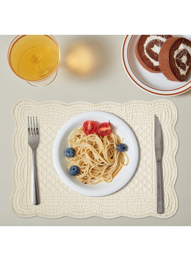 HOMBYS Quilted Placemats Set of 6 Washable-13x18 inches Rectangular Placemats for Kitchen Table-100% Cotton Fabric Rectangular Table Mats, (Flax) - Image 4