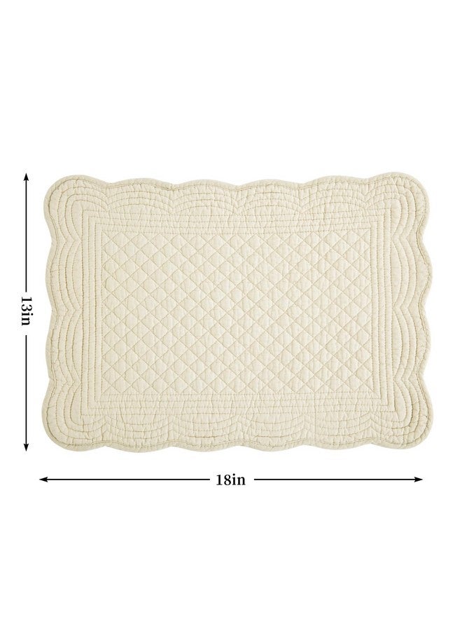 HOMBYS Quilted Placemats Set of 6 Washable-13x18 inches Rectangular Placemats for Kitchen Table-100% Cotton Fabric Rectangular Table Mats, (Flax) - Image 2