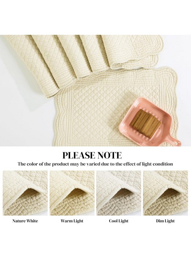 HOMBYS Quilted Placemats Set of 6 Washable-13x18 inches Rectangular Placemats for Kitchen Table-100% Cotton Fabric Rectangular Table Mats, (Flax) - Image 3