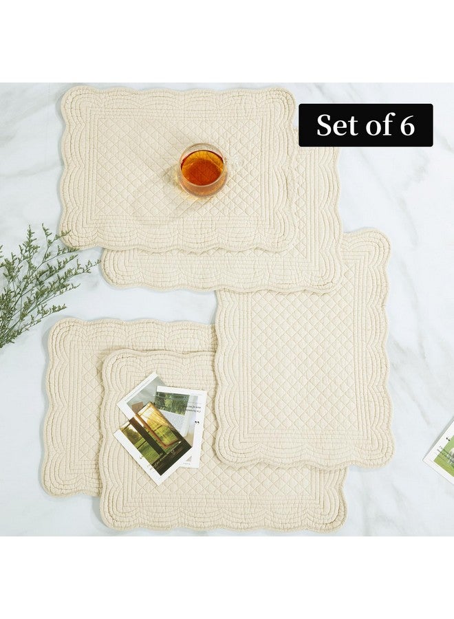HOMBYS Quilted Placemats Set of 6 Washable-13x18 inches Rectangular Placemats for Kitchen Table-100% Cotton Fabric Rectangular Table Mats, (Flax) - Image 5