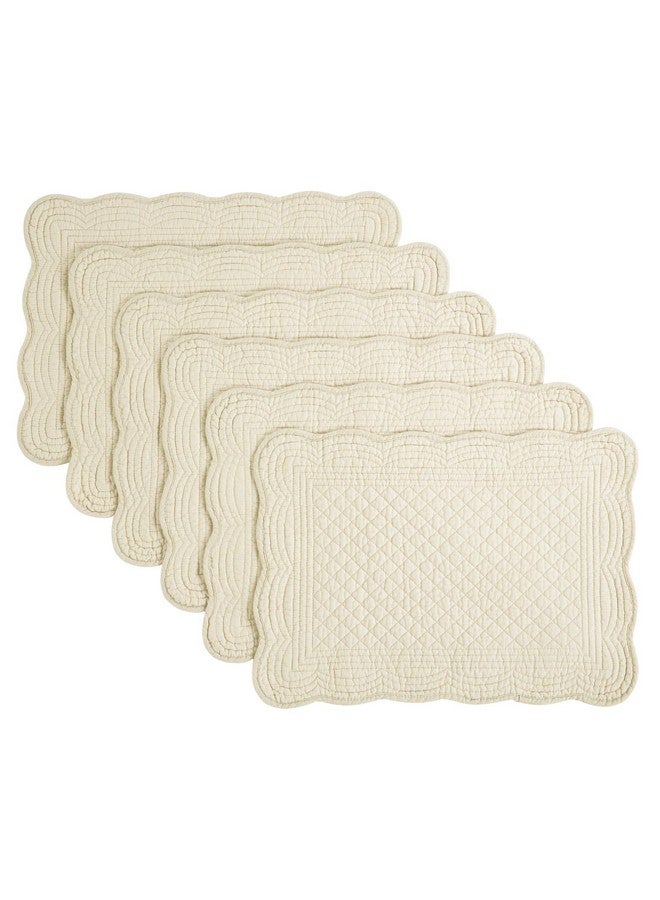 HOMBYS Quilted Placemats Set of 6 Washable-13x18 inches Rectangular Placemats for Kitchen Table-100% Cotton Fabric Rectangular Table Mats, (Flax) - Image 1