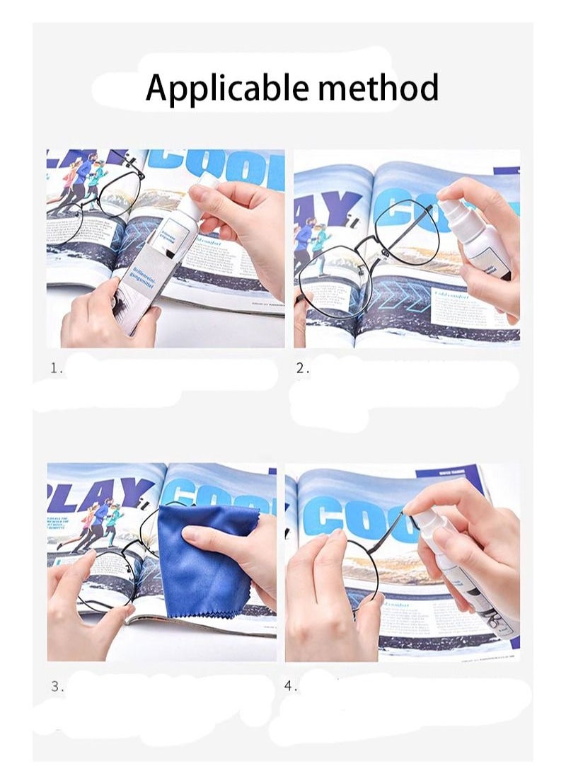 Spectacle lens cleaning and maintenance spray 60ml, glasses, mobile phones and electronic screens, optical surfaces, safe professional-grade formula (gift glasses cloth)