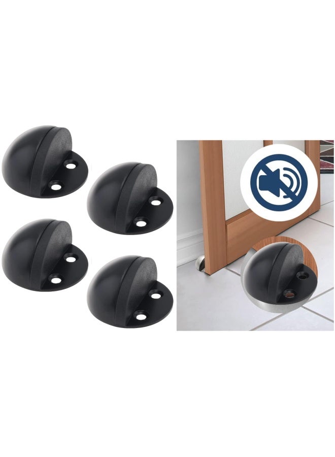 ROBUSTLINE Pack Of 4 Half Round Door Stopper Matt Black Slip Resistant For Tiles Carpet Wood And Laminate Floors And Other Floor Surfaces Stop 