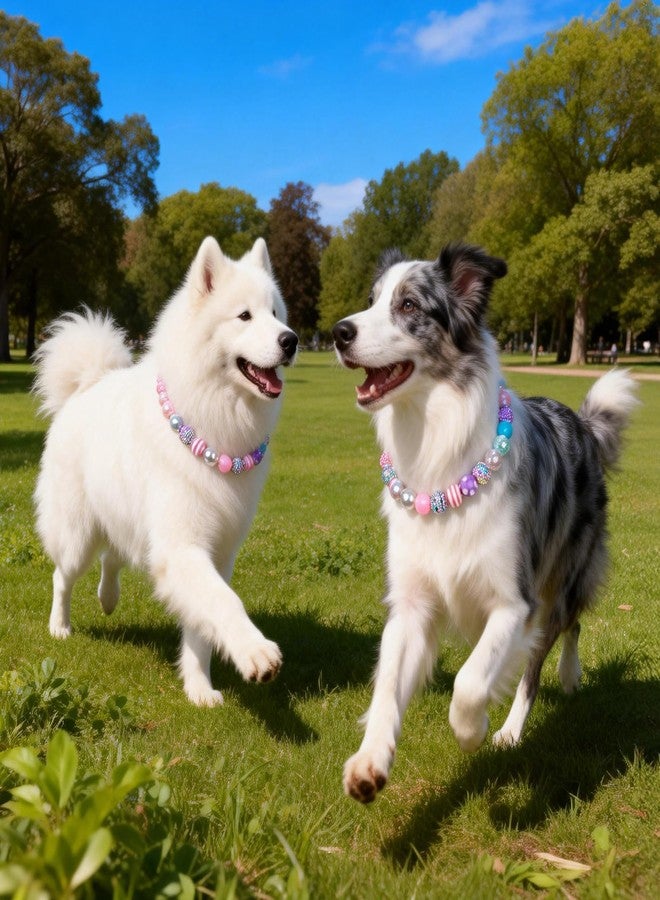 BWOGUE Adjustable Bubblegum Dog Collar Necklace - Sparkly Candy Color Beaded Pet Collar Jewelry for Medium Large Dogs, Party Accessory for Dogs Birthday & Valentine’s Day Gifts(2XL,19.0"-22.0") - Image 5
