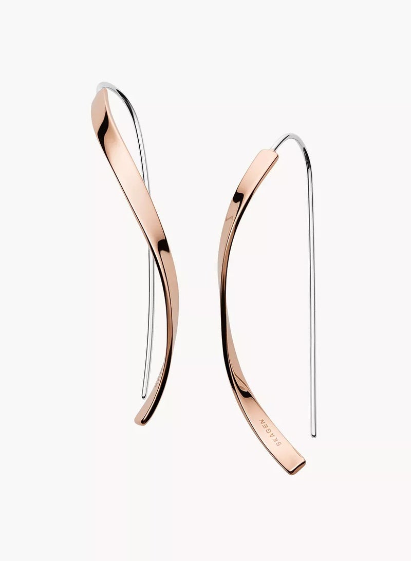 Skagen أقراط كارينا باللون الوردي الذهبي من الفولاذ المقاوم للصدأ - Image 3