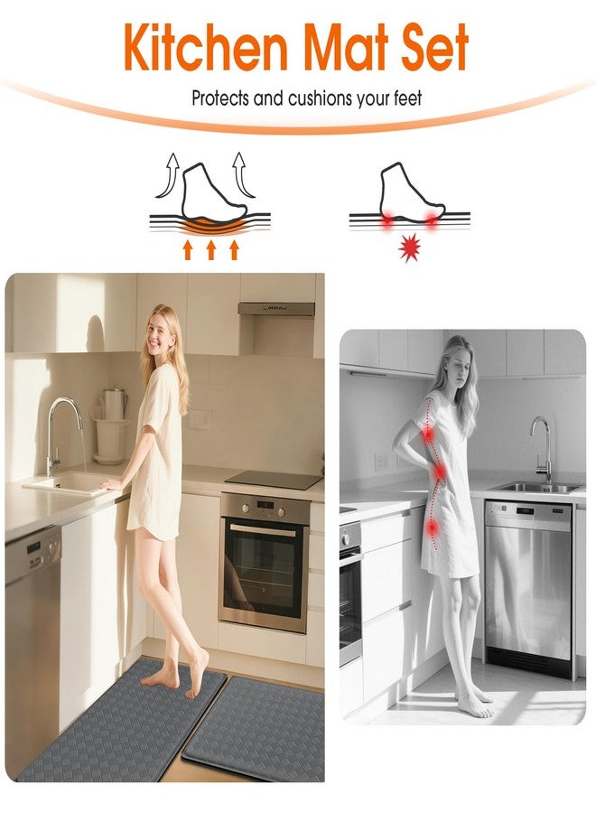 TranquilRelax Kitchen Mats, 2PCS Kitchen Rugs, Cushioned Anti Fatigue Kitchen Mats for Floor, Non-Slip Standing Sink Mat, Waterproof Kitchen Rug Set for Kitchen Floor Office,17.3"×30"+17.3"×47" Grey - Image 5