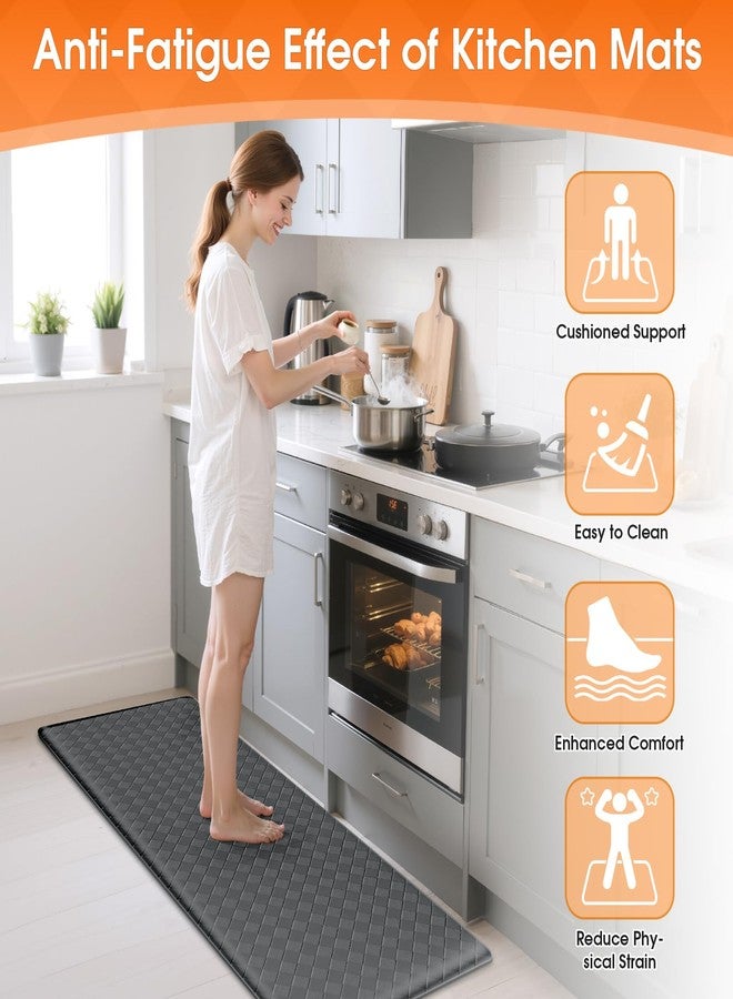 TranquilRelax Kitchen Mats, 2PCS Kitchen Rugs, Cushioned Anti Fatigue Kitchen Mats for Floor, Non-Slip Standing Sink Mat, Waterproof Kitchen Rug Set for Kitchen Floor Office,17.3"×30"+17.3"×47" Grey - Image 4