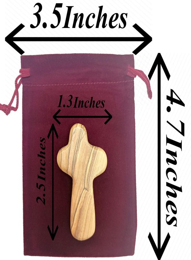 Zuluf Set of 25 Small Olive Wood Crosses 2.5" (6cm) – Fidget Wooden Cross, Gifts for Comfort, Catholic Confirmation Gifts for Adults, Pocket Prayer Crosses – With Bags & Certificates CRS121 - Image 4
