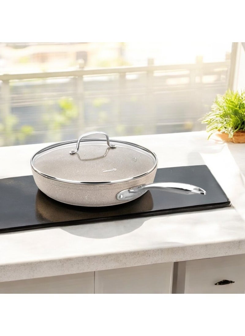 Korkmaz granite frying pan with a gas lid, capacity 28 cm, beige colour - pzsku/ZBACA8C46B1E7A3BBBE25Z/45/_/1738078579/e46e5b31-1f65-4df9-bb8e-f7e87e9e4b64