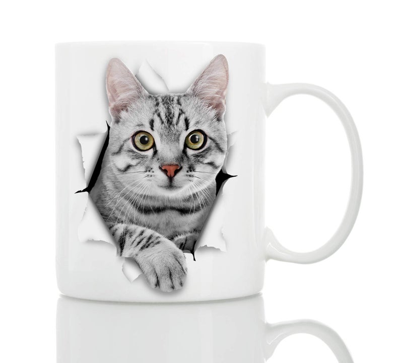 Winston Bear Winston & Bear Cute Grey Kitty Cat Mug - Funny Gray Tabby Ceramic Coffee Mug Gift for Dog Lovers Mom and Dad - Perfect Birthday or Christmas, Father's or Mother's Day Gift (11oz) - Image 5