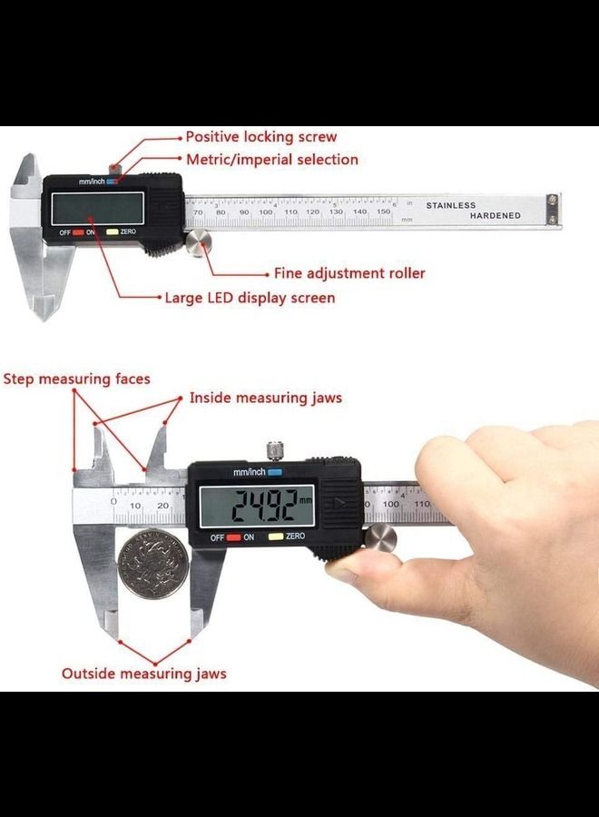 ABBASALI Electronic Stainless Steel Vernier Caliper Micrometer 150 mm/6 inch  - Image 3