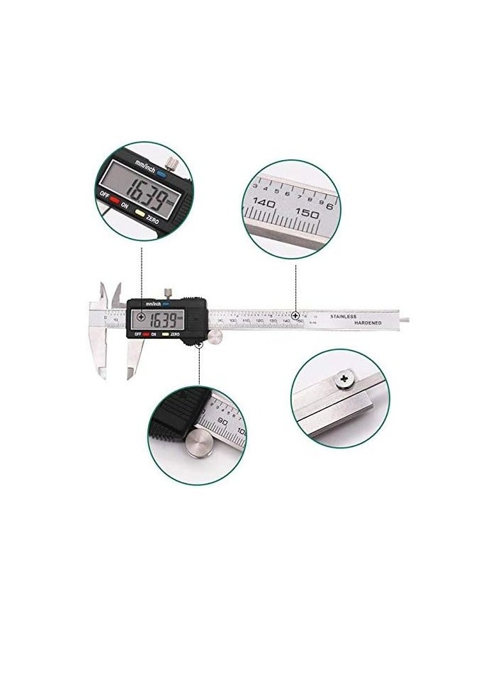 ABBASALI Electronic Stainless Steel Vernier Caliper Micrometer 150 mm/6 inch  - Image 5