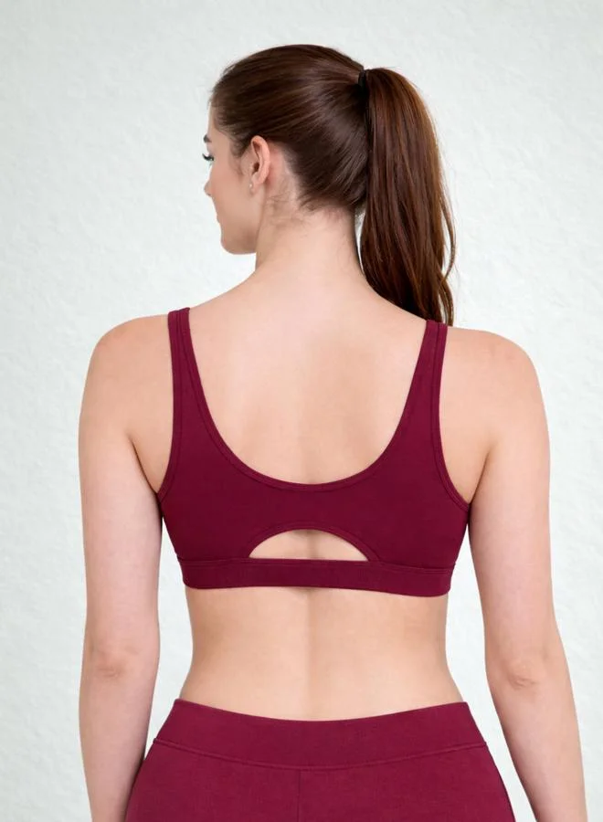 Take Two Burgundy Seamless Non Wired Non Padded Active Sport Bra By Lazzycat