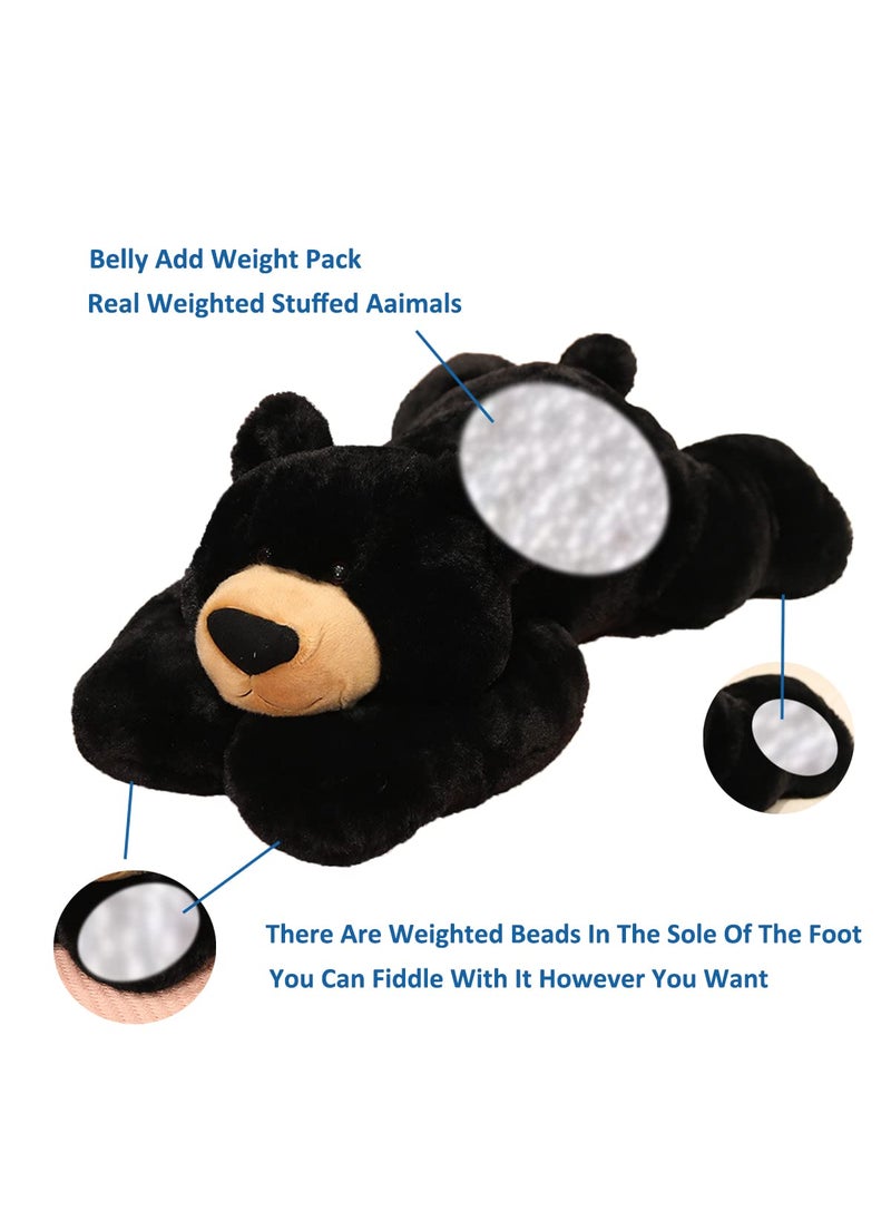 Doireum Doireum Weighted Stuffed Animals  Weighted Bear Stuffed Animal Toy Black Bear Plush Throw Pillow Gifts for Boys Girls  11.8 inch  - Image 2