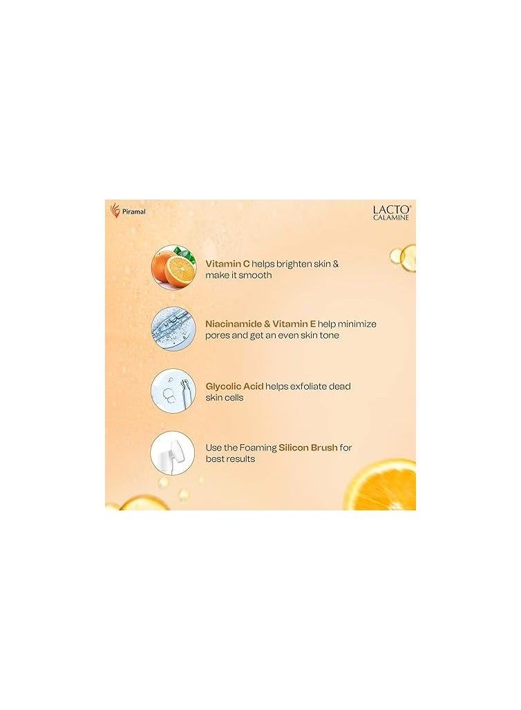Lacto Calamine Vitamin C Foaming Face wash Brightens skin control blackheads whiteheads With Built in foaming Brush Sulphate free face wash - Image 3