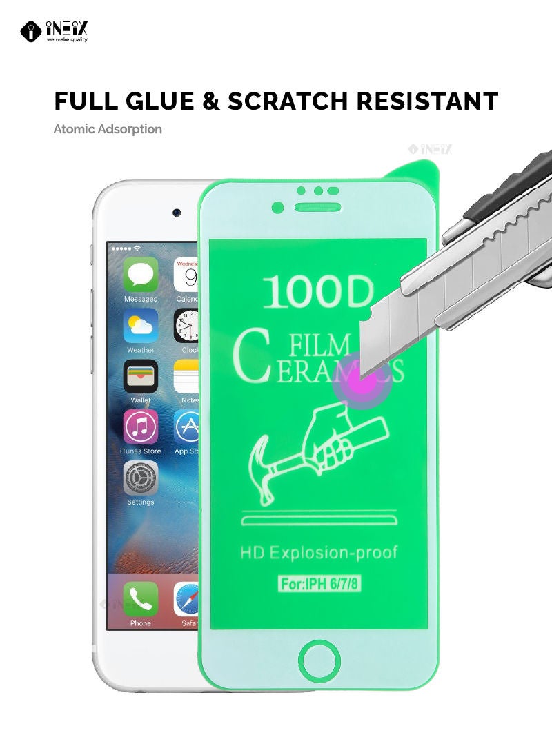 INEIX 3 Pcs HD Ceramic Screen Protector For Apple iPhone 6/7/8 - White/Clear  - Image 3
