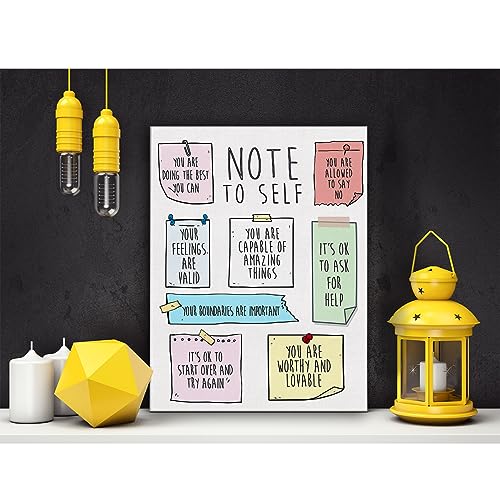 Hijie Mental Health Poster Canvas Wall Art for Therapy Office Decor - Positive Affirmations Note to Self Canvas Print Wall Art Painting Ready to Hang Gifts - Easel & Hanging Hook 12x15 Inch - Image 4