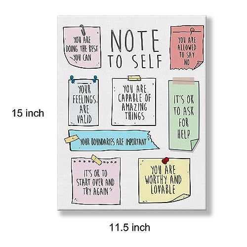 Hijie Mental Health Poster Canvas Wall Art for Therapy Office Decor - Positive Affirmations Note to Self Canvas Print Wall Art Painting Ready to Hang Gifts - Easel & Hanging Hook 12x15 Inch - Image 2
