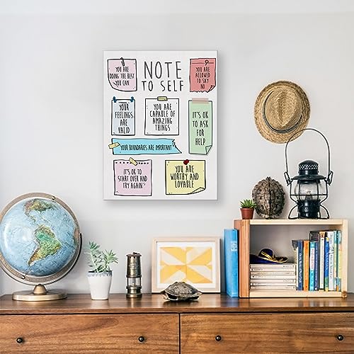 Hijie Mental Health Poster Canvas Wall Art for Therapy Office Decor - Positive Affirmations Note to Self Canvas Print Wall Art Painting Ready to Hang Gifts - Easel & Hanging Hook 12x15 Inch - Image 5