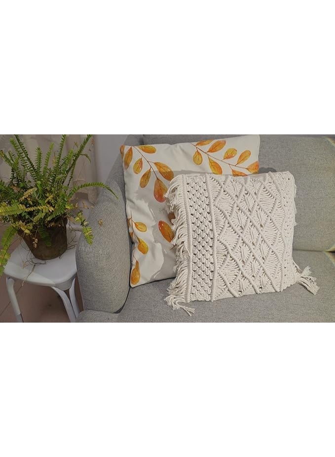 انتيكيانو كوشن مكرمية – ديكور يدوي من القطن – المقاس ‎18×18‎ بوصة - Image 5