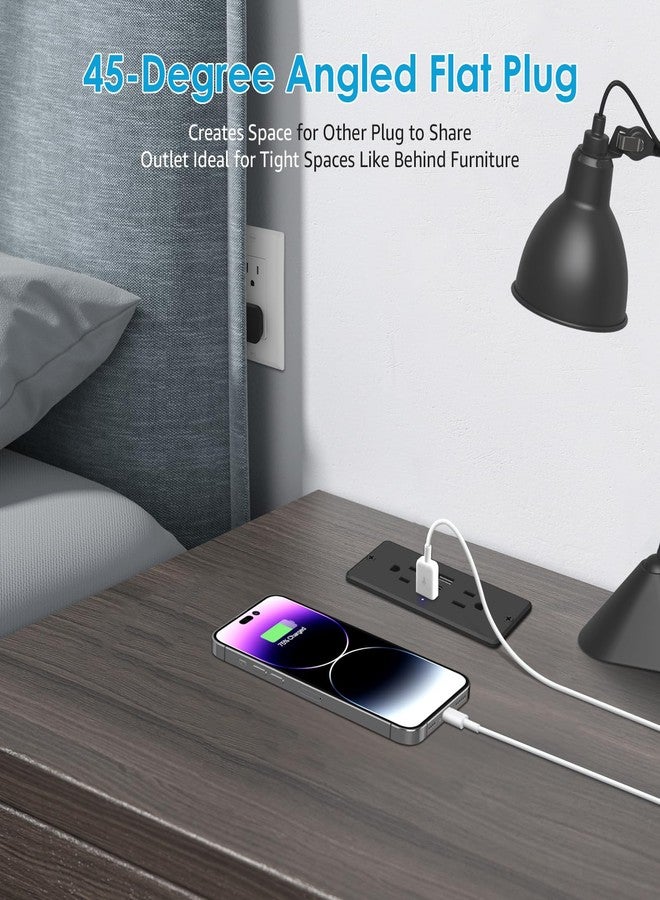 HHSOET 5 in 1 Recessed Power Strip Flat Plug, 20W Fast Charging Furniture Outlet with USB, Conference Recessed Socket with 2 AC Plugs, 2 USB Ports 1 USB-C, 6ft Power Cord. (Black) - Image 5