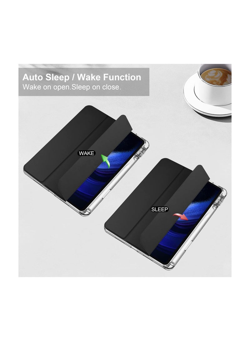 Case with Pen Holder for Xiaomi Pad 6 / Pad 6 Pro, Transparent Hard Shell Back, Trifold Smart Cover, Protective Slim Case, for Xiaomi Mi Pad 6 /Pad 6 Pro 11” 2023 Release, Black