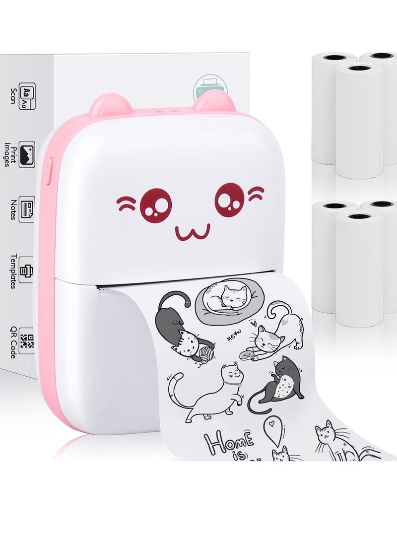ELTRAZONE Portable Mini Pocket Printer Cute Thermal Printer with Thermal Printing Paper USB Cable for Note Photo Web Document Printing - Image 1
