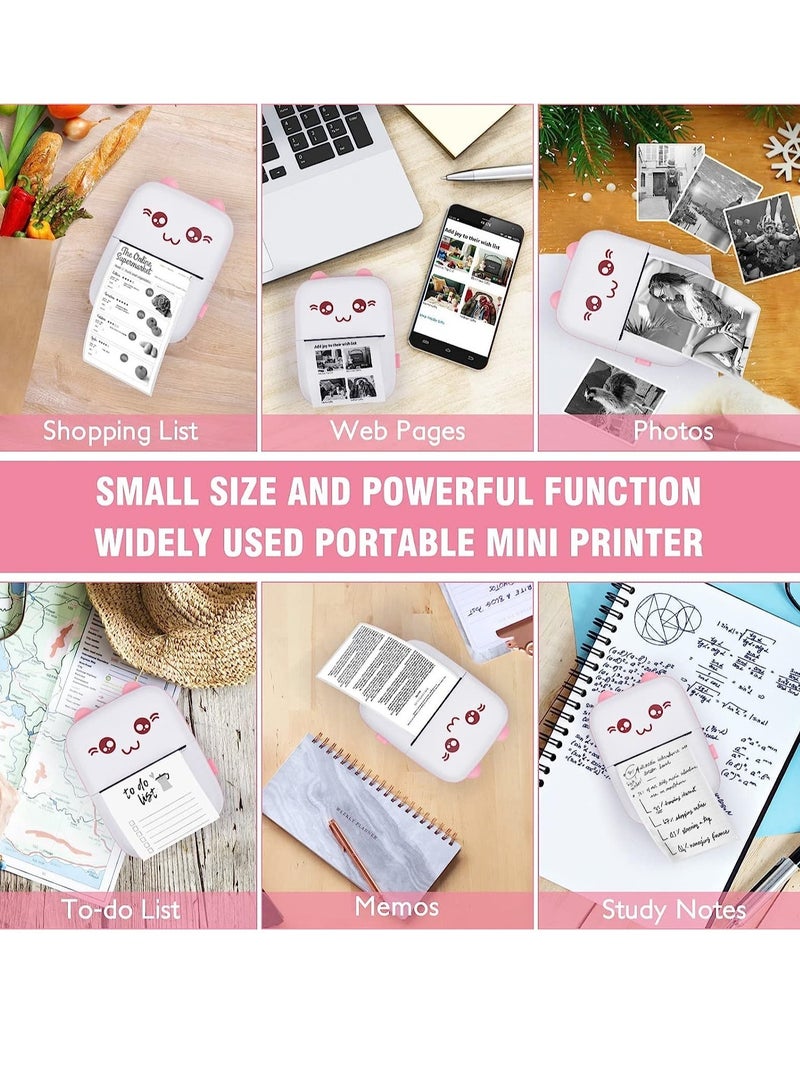 ELTRAZONE Portable Mini Pocket Printer Cute Thermal Printer with Thermal Printing Paper USB Cable for Note Photo Web Document Printing - Image 4