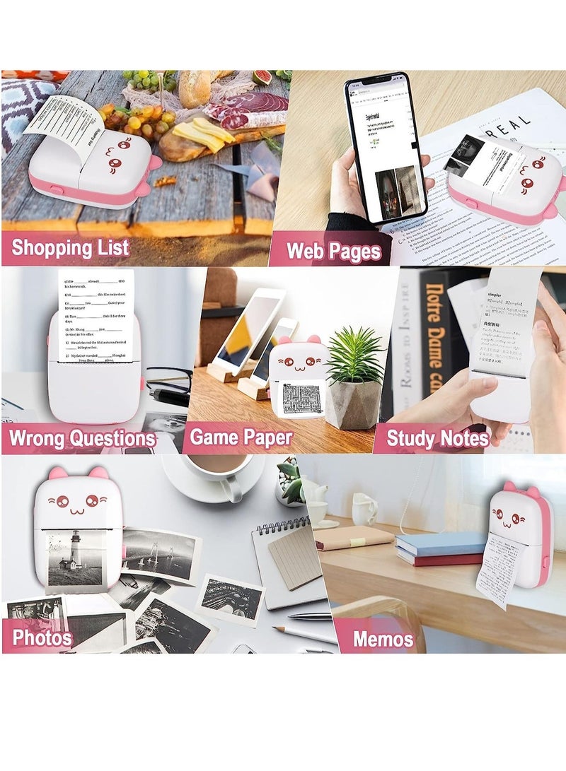 ELTRAZONE Portable Mini Pocket Printer Cute Thermal Printer with Thermal Printing Paper USB Cable for Note Photo Web Document Printing - Image 2