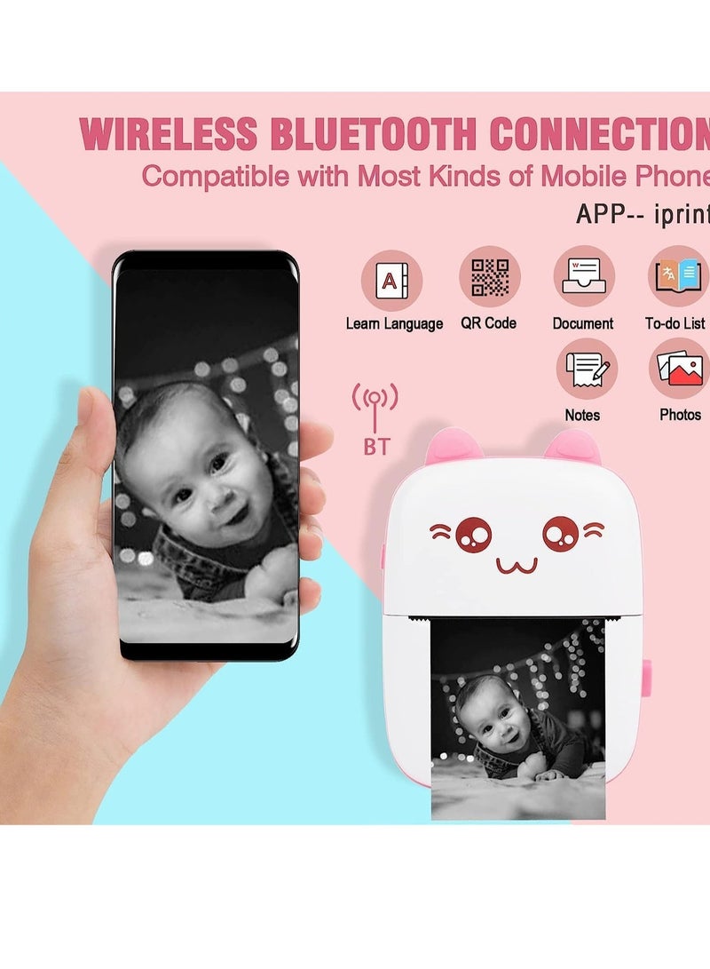 ELTRAZONE Portable Mini Pocket Printer Cute Thermal Printer with Thermal Printing Paper USB Cable for Note Photo Web Document Printing - Image 3