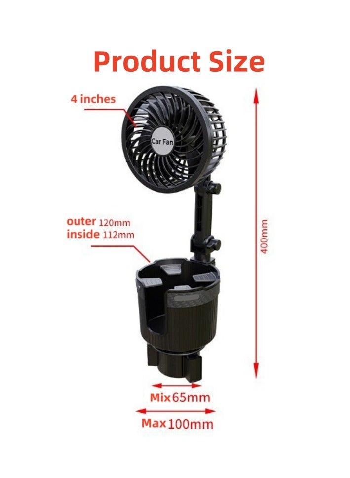 MUNTAQI New 4-inch car mounted water cup holder fan, 2-in-1 insulated cup holder, car electric fan - Image 5