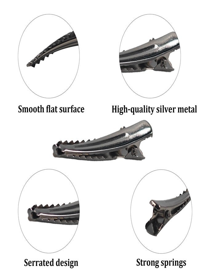 Runseaway 100Pcs 40MM Alligator Hair Clips, Silver Metal Hair Pins for Bows Making, Crocodile Clips Single Prong Hairpins for Hair Care, DIY Crafts, and Arts Projects - Image 4