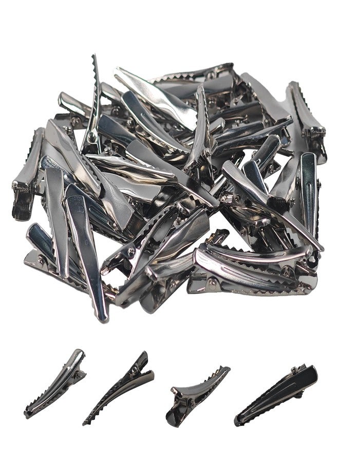 Runseaway 100Pcs 40MM Alligator Hair Clips, Silver Metal Hair Pins for Bows Making, Crocodile Clips Single Prong Hairpins for Hair Care, DIY Crafts, and Arts Projects - Image 1