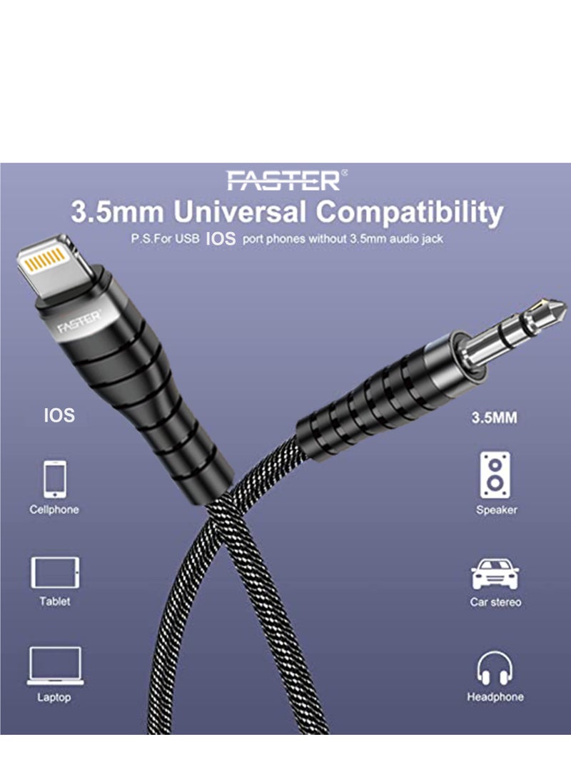 Faster Lightning to 3.5 mm Aux Cable iPhone 3.5mm Headphones Jack Adapter Male Aux Stereo Audio Cable for iPhone 14 13 12 11 XS XR X 8 7 iPad iPod to Car/Home Stereo, Speaker, Headphone  - Image 4