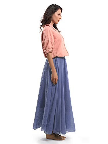 OCHENTA Women's Casual Cotton Long Maxi Skirt Flowy Boho for Summer Beach Goth Fairy Renaissance Weekend Skirts 105CM Grey - Image 3