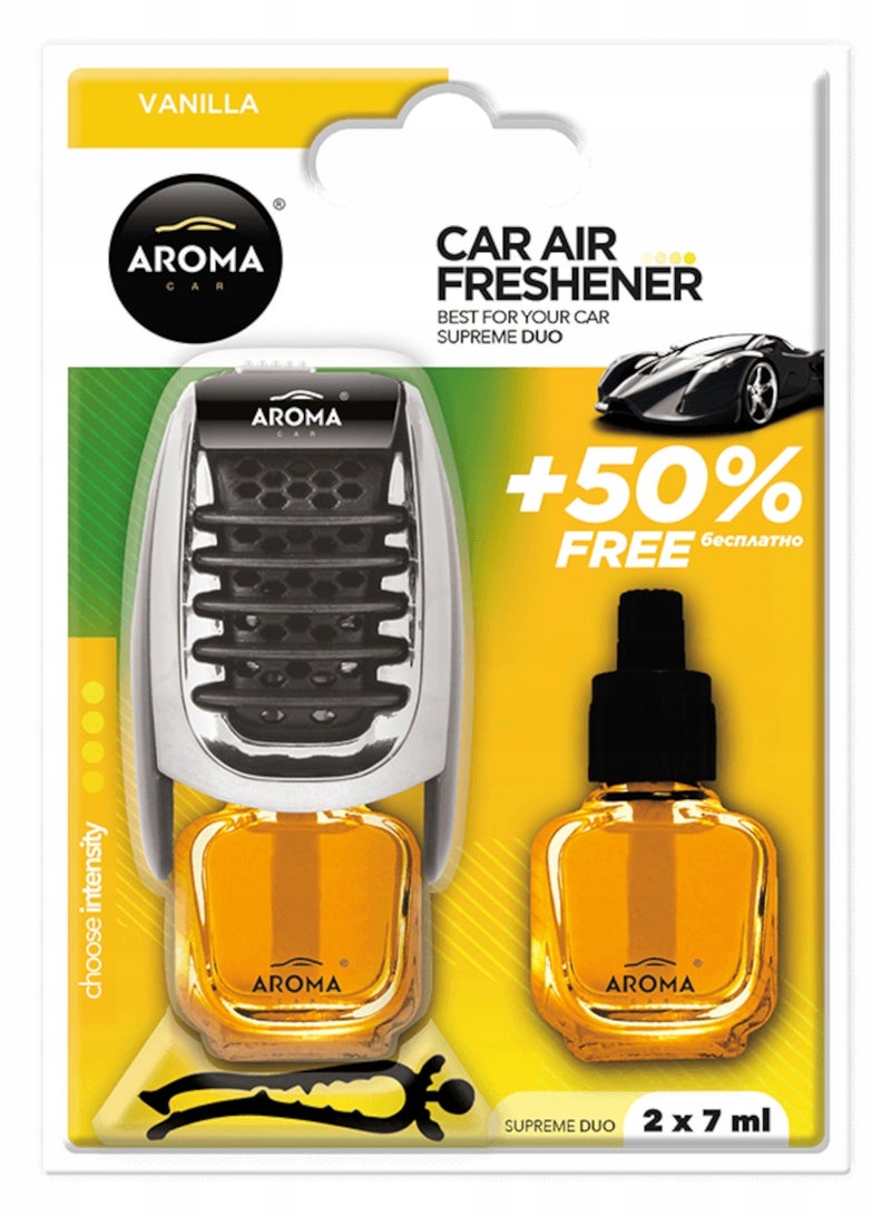 Aroma Supreme Duo Vanilla Car Air Freshener 2x7ml 50% Free