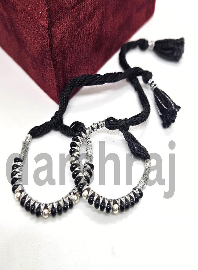 DARSHRAJ 925 Silver Handmade Thread Nazariya for Babies - Sterling Silver Protection Bracelet for Hands or Legs - Image 4