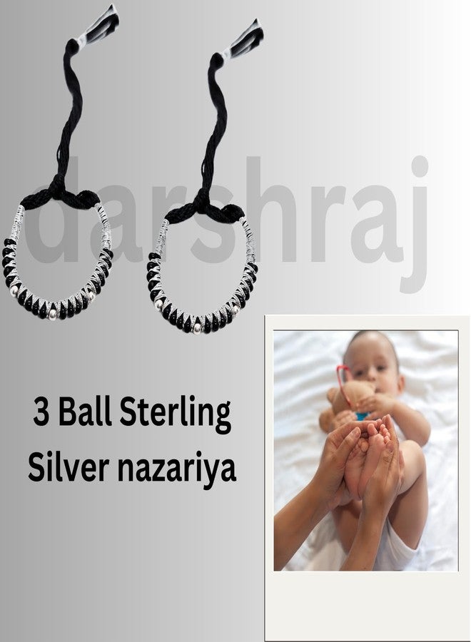 DARSHRAJ 925 Silver Handmade Thread Nazariya for Babies - Sterling Silver Protection Bracelet for Hands or Legs - Image 2