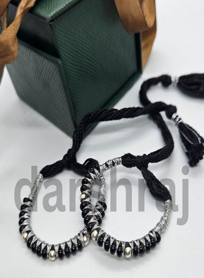 DARSHRAJ 925 Silver Handmade Thread Nazariya for Babies - Sterling Silver Protection Bracelet for Hands or Legs - Image 3