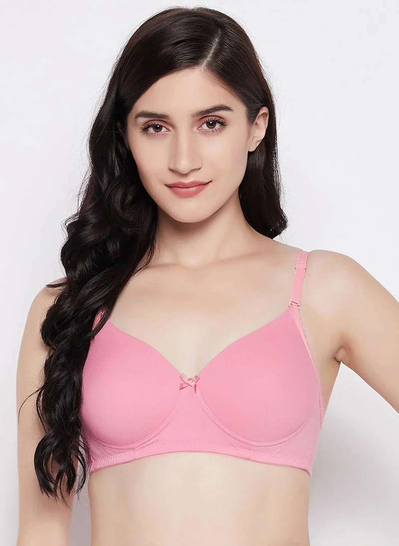 كلوفيا Clovia Padded Non-Wired Demi Cup Multiway T-shirt Bra in Baby Pink - Cotton