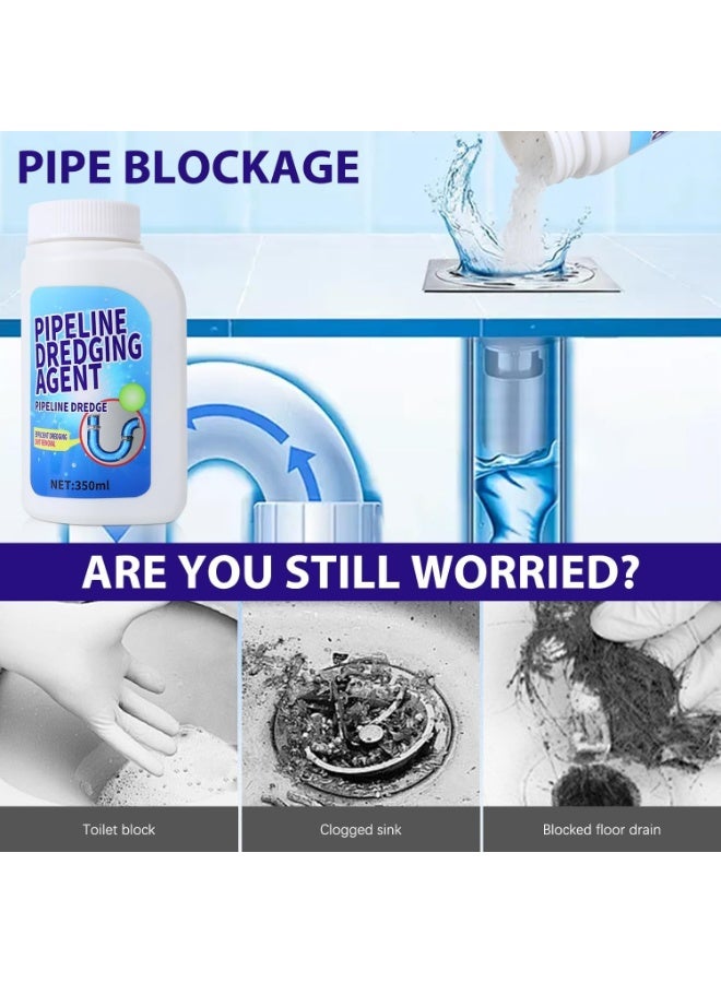 350ml Drain Clog Remover, Pipeline Dredging Agent, Powerful Quick Cleaning Drain Toilet Cleaner Tool, Unclog Toilet Clog And Kitchen Sink Pipe Unblocker Powder  - Image 2