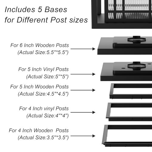 HUYIENO Solar Post Cap Lights Large Outdoor Deck Fence Post Lights 50Lumens Brightness Warm/Bright White Lighing Modes for 4x4 5x5 Vinyl Posts, 4x4 5x5 6x6 Wooden Posts (Black, 2pk) - Image 4