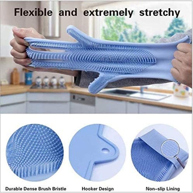 UrbanBite Silicone Dish Washing Gloves for Kitchen & Bathroom Cleaning, Utensil Scrubbing, Pet Hair Removal & Car Wash | Reusable | Unisex | Assorted colors - Image 2