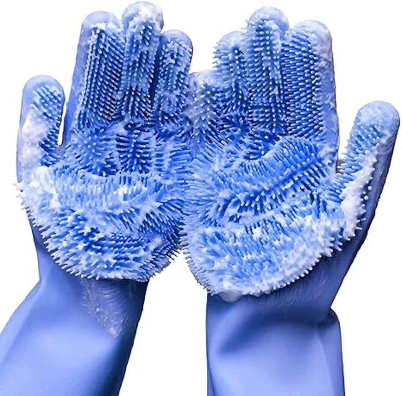 UrbanBite Silicone Dish Washing Gloves for Kitchen & Bathroom Cleaning, Utensil Scrubbing, Pet Hair Removal & Car Wash | Reusable | Unisex | Assorted colors - Image 1