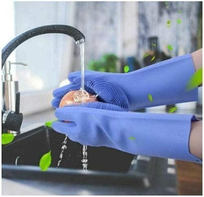 UrbanBite Silicone Dish Washing Gloves for Kitchen & Bathroom Cleaning, Utensil Scrubbing, Pet Hair Removal & Car Wash | Reusable | Unisex | Assorted colors - Image 3